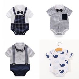 80 cm Baby Romper Clothing Gentleman One Piece Onesie Baby Summer Hot Cross-Border Short Sleeve New Triangle Rompers Factory Wholesale 1233 D3