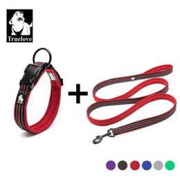 Truelove Mesh Nylon Pet Dog Collar And Leash Set Puppy Collar Dog Necklace Reflective Black Pitbull Terrier Leash Doberman Dog 201030