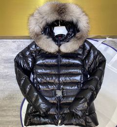 Womens Down Jacket Hood with Detachable Fox Trim Coat Designer Warm Parkas Belt Hoodie Thickened jacket Fashionable women's fur collar jacket high-quality AYE3