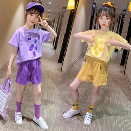 teenager outfit Canada - Clothing Sets Summer Girls Clothes Children'S Suit Middle-Aged Polka Dot Printing Short Sleeve Pocket Shorts Casual Fashion Teenager Wea
