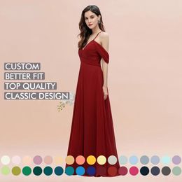 Red Bridesmaid Dresses Designer A Line Spaghetti Straps Backless 2022 Chiffon Summer Country Wedding Guest Maid Of Honour Gowns Custom-Made 50 Colours BM3002 0702