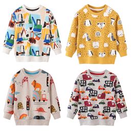 Hoodies Sweatshirts Jumping Metres Arrival Autumn Winter Animals Print Boys Girls Sweatshirts Cotton Dinosaur Hoodies Childrens Sport Shirt Kid 220826