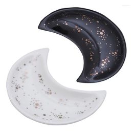 Jewelry Pouches Bags Ceramic Moon Shape Dish Small Decorative Nordic Organizer For Necklace Vanity Fruit Candy Plate Display Tray Rita22