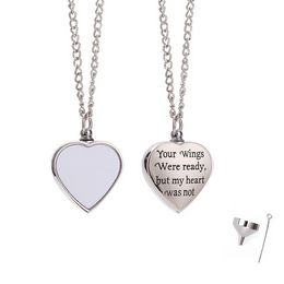 Sublimation Blank Photo Heart Urn Necklace for Ashes Cremation Jewelry Keepsake Memorial Pendant DIY Personalized Gifts