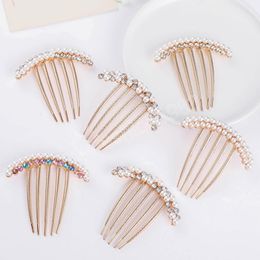 Trendy Rhinestone Hair Clips Wedding Bridal Faux Pearls Flower Hair Combs Korean Fashion Crystal Girl Hairpin Hair Accessories