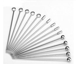 1000pcs New Metal Fruit Stick Stainless Steel Cocktail Pick Tools Reusable Silver Cocktails Drink Picks 4.3 Inches 11cm kitchen Bar Party Bar Tool SN4509