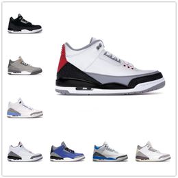 casual basketball shoes UK - Designer Basketball Shoes Air Jumpman 3 3s Top Quality Wear Resisting Soles Leather Retro Dark Iris Cardinal Red Casual Sports Trainers Fashion Men Women Sneakers