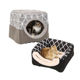 Pet Dog Cat Bed Soft Nest Dual Use Sleeping Pad with Pillow Cosy s Kennel for Small Dogs s Puppy Supplies 220323