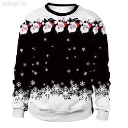 Men Women Ugly Christmas Sweater Tacky Xmas Pullover Sweatshirt Santa Snowflakes Printed Autumn Winter Novelty Christmas Jumpers L220801