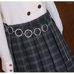 Belts Punk Golden Sliver Circle Metal Chain Belt Women Fashion Pendant Tassel Waist Lady Dress Corset Waistband Clothes AccessoryBelts Enek2