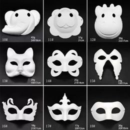 Stock Make-up Tanz weiße Masken Embryo Form DIY Malerei handgemachte Maske Zellstoff Tier Halloween Festival Party Masken weiße Papier Gesichtsmaske