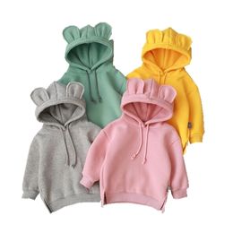 Baby Boys Girls Autumn Sweater Cute Hoded Clothes Korean Version Warm Plus Velvet Sweatershirt Baby Out Wear LJ201128