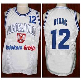 Nikivip Vlade Divac #12 Team Jugoslavija Yugoslavia White Retro Basketball Jersey Mens Stitched Custom Any Number Name Jerseys