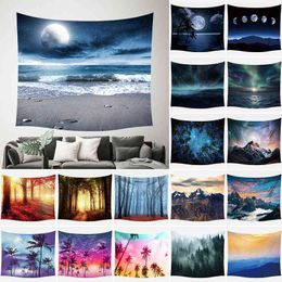 Moon Landscape Hd Printing Wall Hanging Rugs Bed Cover Yoga Beach Towel Photography Shooting Decoration Accessories J220804