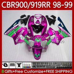 OEM Body For HONDA CBR900RR CBR919RR Movistar pink CBR 919RR 900RR 98 99 Bodywork 127No.148 CBR919 CBR900 RR CBR 900 919 RR CC 1998 1999 900CC 919CC 1998-1999 Fairing Kit