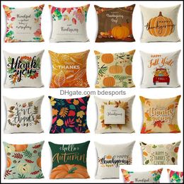 Pillow Case Bedding Supplies Home Textiles Garden 48 Styles Happy Thanksgiving Day Fall Decor Linen Give Thanks Sofa Throw Car Cushion Ers