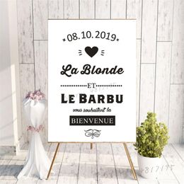 La blonde et le barbu Vinyl Mirror Stickers Custom Date Sign Decals French Wedding Ceremony Sticker Mural Art AZ939 220622
