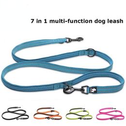 Dog Collars & Leashes 7 In 1 Multi-Function Adjustable Lead Hand Free Pet Training Leash Reflective Multi-Purpose Walk 2 Dogs