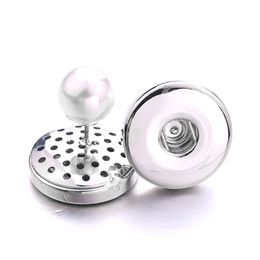 Simple silver plated 12mm 18mm snap button pearl stud earrings for women men snaps buttons jewelry