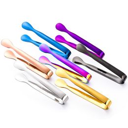 Stainless Steel Ice Tongs Kitchen Bar Tools Coffee Sugar Clip Multifunction Mini Ices Cube Clamp Teacup Clips 7 Colours