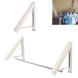 Laundry Bags Drying Rack Wall-mount Retractable Folding Invisible Clothes Hanger TN99