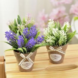 Decorative Flowers & Wreaths Set Artificial Plant Flower Home Decoration With Small Mini Fake Green Bonsai Bouquet Potted Vase F3G0Decorativ
