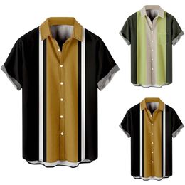 Men's Casual Shirts Tall Men Male Summer Hawaii Loose Print Shirt Turn Down Collar Short Sleeve Neon Purple MenMen's