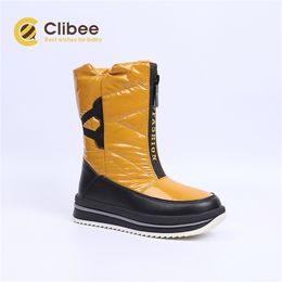 CLIBEE Girls Boys Winter Snow Boots with Warm Wool Linning Big Kids Qualified Non-Slip Waterproof Boots with Zipper Inside 27-32 LJ201201