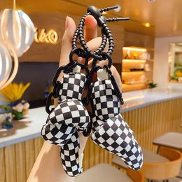 Keychains Creative Cloth Checkerboard Keychain For Leather Bags Lanyard Office 2022 Ring Mobile Phone Pendant Jewelry WholesaleKeychains