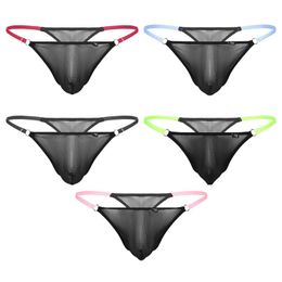 Underpants Man Lingerie Underwear See-through Mesh Bulge Pouch Panties Low Rise Elastic Waistband G-string T-back Briefs Sissy UnderpantsUnd