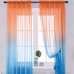 Modern Gradient Tulle Window Curtains For Living Room 3D Colour Organza Yarn Sheer Voile Curtain For Bedroom Kitchen Drape Decor 220525