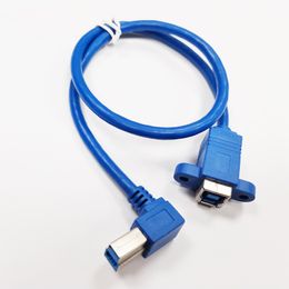 USB Cables, 90 Degree Angled USB3.0 B Male to B Female Panel Mount Type Cable About 30CM/2PCS