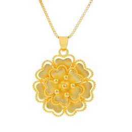 Pendant Necklaces Trendy Luxury Flower For Woman Real 24K Gold Necklace Fine Female 2022 Wedding JewelryPendant