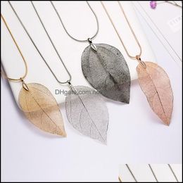 Handmade Complete Specimen Leaf Pendant Necklace Sweater Chain Necklaces For Womon Gift Drop Delivery 2021 Pendants Jewellery Cp