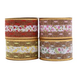 Double Layer Composite Lace Imitation Linen Roll DIY Decorative Material Lace Gift Wrapping Decorative Ribbon 5 Yards x 4cm 1222715