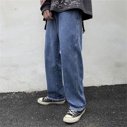 Wholesale Fashion Casual street New Straight Jeans Men's Korean Loose Trend Retro Drop Wide Leg students harem Pants 201123