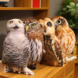 1Pc 50Cm 3D Printing Simulation Plush Owl Cushion Soft Stuffed Animals Eagle Cushion Sofa Decor Cartoon Bird Toy for Kids Gift J220729