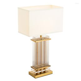 Table Lamps Luxury Crystal Stick Fabric Living Room Bedroom Bedside Lamp Lights Designer Gold Study Decor LightingTable
