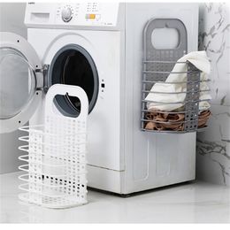 Dirty Clothes Basket Wall Hanging Folding Laundry Basket Household Laundry Clothes Storage Basket Free Punching Laundry T200415