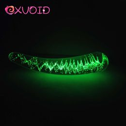 EXVOID Crystal Glass Dildo Masturbation G-spot Massager Anal sexy Toys for Women Men Gay Shop Plug Noctilucous Penis