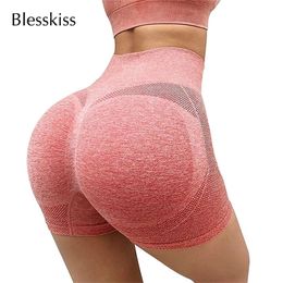 BLESSKISS Sexy Booty Push Up Sport Yoga Shorts Women Fitness Spandex Seamless Running Biker Short Leggings High Waist Gym Shorts 220725