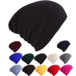 Knitted Hats Winter Plain Beanie Unisex Striped Autumn Warm Knit Skull Caps Outdoor Wool Ear Protection Cap Crochet Skullies Cap