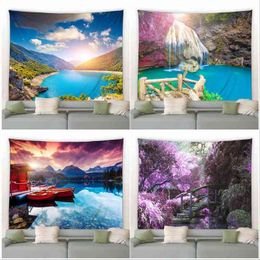 Tapestry 3D Natural Landscape Wall Carpet Mountain Water Waterfall Forest Carpe