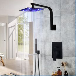 Bathroom Shower Combo Set Wall Mount Shower System Bathroom Rainfall Head Rain Mixer Shower Combo Set Matte Black