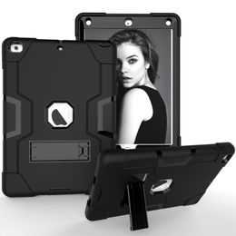 Military Heavy Duty Rugged Armour Case For iPad 9.7 Inch 5th/6th Generation Impact Shockproof Silicone Plastic Kickstand Tablet Cover