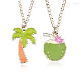 Pendant Necklaces DIY Colourful Coconut Tree Necklace For Women Girls Cute Plant Coco Choker Lovely Jewellery Child Gifts Collares Heal22