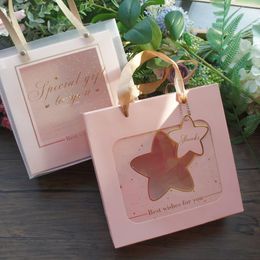 Gift Wrap 19.5 6.5cm 3set Pink Gold Star Design Paper Box Bag As Baby Shower Birthday Wedding Packaging UseGift
