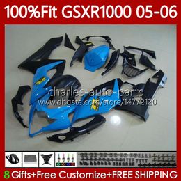 Cyan black Injection Mould Fairings For SUZUKI GSXR 1000 CC K5 GSXR-1000 GSXR1000 05 06 Bodywork 122No.97 1000CC GSX R1000 2005 2006 GSX-R1000 2005-2006 OEM Body Kit