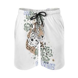 Men's Shorts Esque Graphic Be Brave Cheetah Flowers Surfing Beach Men'S Boardshorts Patchwork Surf Swim Short Pants FlowersMen's