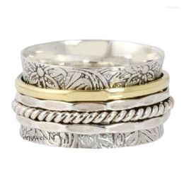 Cluster Rings DESIGN 925 Sterling Silver Meditation Statement Spinner Ring JewelryCluster Wynn22